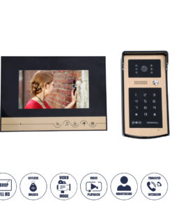 GloboStar® 86059 Σετ Θυροτηλεόρασης με Έγχρωμη Οθόνη Αφής 7" και Κάμερα 1080P HD & 4 Επαγωγικά Κλειδιά για Ηλεκτρονικές Κλειδαριές - Μαύρο - Χρυσό