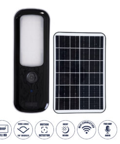GloboStar® 86073 Αυτόνομος Ηλιακός Επιτοίχιος Προβολέας LED SMD 12W 600lm με IP Camera 1080P 2MP WiFi 150° Μοιρών - Ενσωματωμένη Μπαταρία 2500mAh - Φωτοβολταϊκό Πάνελ - Αισθητήρα Ημέρας-Νύχτας & Ρύθμιση Χρόνου Ανάμματος - Αδιάβροχος IP66 Ψυχρό Λευκό 6000K