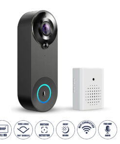 GloboStar® 86075 Επαναφορτιζόμενη Ψηφιακή Έξυπνη Camera Εξώπορτας 1080P WiFi 166° Μοιρών - 2500mAh - Νυχτερινή Όραση με LED IR - Ανιχνευτή Κίνησης - Κουδούνι - Διπλή Κατέυθυνση Ομιλίας - Μαύρο