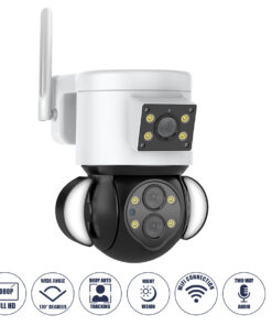 GloboStar® 86076 Επιτοίχια Κάμερα Πρίζας WiFi HD 1080P 350° Διπλή Κατέυθυνση Ομιλίας & Ανιχνευτή Κίνησης - Απομακρυσμένος Έλεγχος - Αδιάβροχη IP65 - Λευκό Μαύρο - Μ15 x Π14.5 x Y15cm - 2 Χρόνια Εγγύηση
