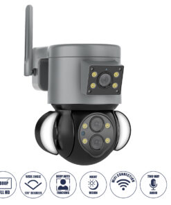 GloboStar® 86077 Επιτοίχια Κάμερα Πρίζας WiFi HD 1080P 350° Διπλή Κατέυθυνση Ομιλίας & Ανιχνευτή Κίνησης - Απομακρυσμένος Έλεγχος - Αδιάβροχη IP65 - Γρι Μαύρο - Μ15 x Π14.5 x Y15cm - 2 Χρόνια Εγγύηση