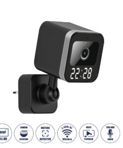 GloboStar® 86082 Επιτοίχια Κάμερα Πρίζας WiFi HD 1080P 350° Διπλή Κατέυθυνση Ομιλίας & Ανιχνευτή Κίνησης - Απομακρυσμένος Έλεγχος IP20 - Μαύρο - Μ6 x Π5.5 x Υ16cm - 2 Χρόνια Εγγύηση