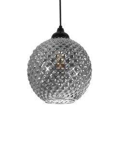 GLOBOSTAR® KEGEL 206-0003 Μοντέρνο Κρεμαστό Φωτιστικό Οροφής με Ντουί 1 x E27 AC 220-240V IP20 – Μαύρο Φιμέ – Μ20 x Π20 x Υ20cm