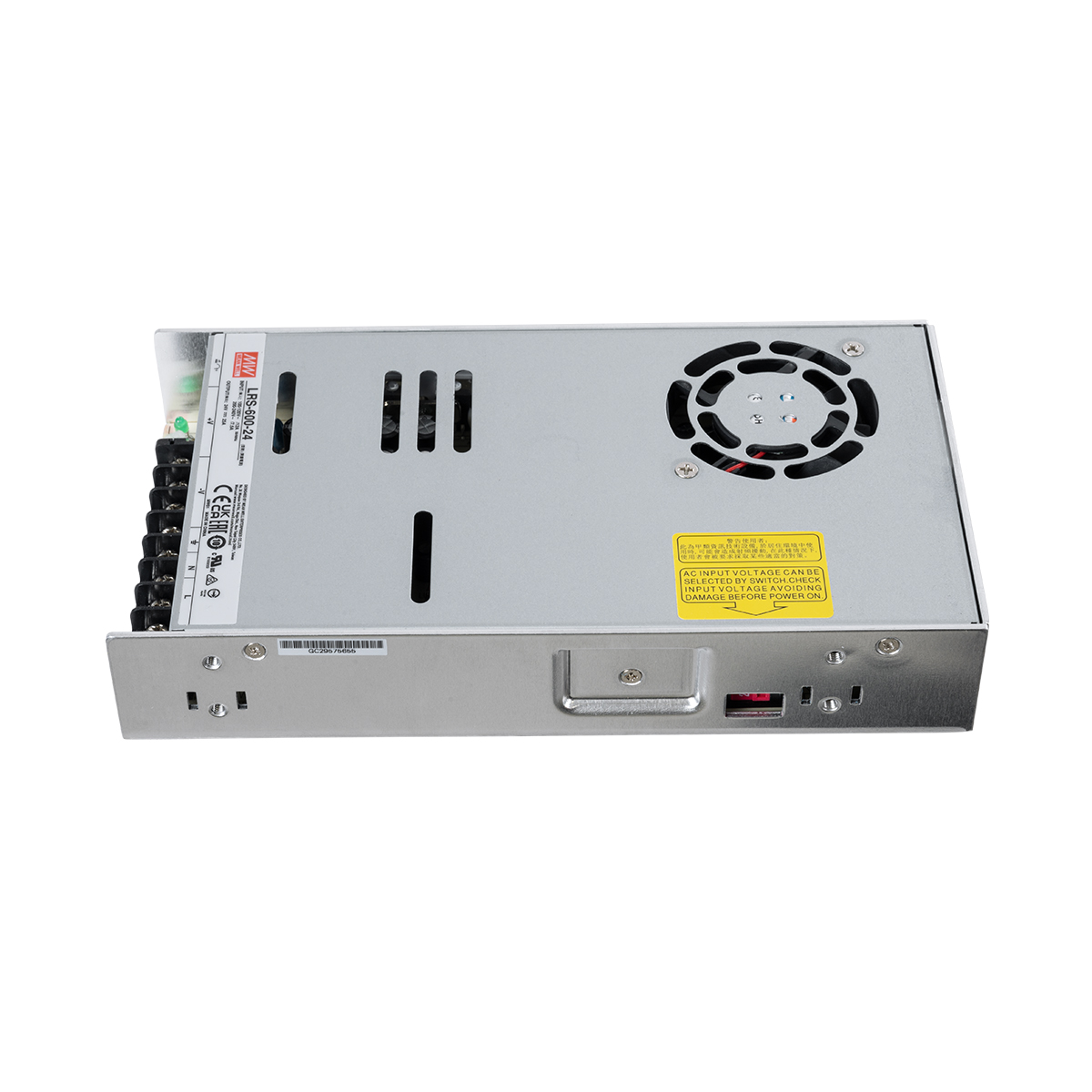 GLOBOSTAR® MEANWELL-LRS600-24 90788 Τροφοδοτικό/Μετασχηματιστής Class I PELV 600W 25A AC 220-240V σε DC 24V IP20 - Ρυθμιζόμενo από DC 22.8V έως DC 26.4V - Ασημί - Μ22.5 x Π12.4 x Υ4.1cm - 3 Χρόνια Εγγύηση - Image 4