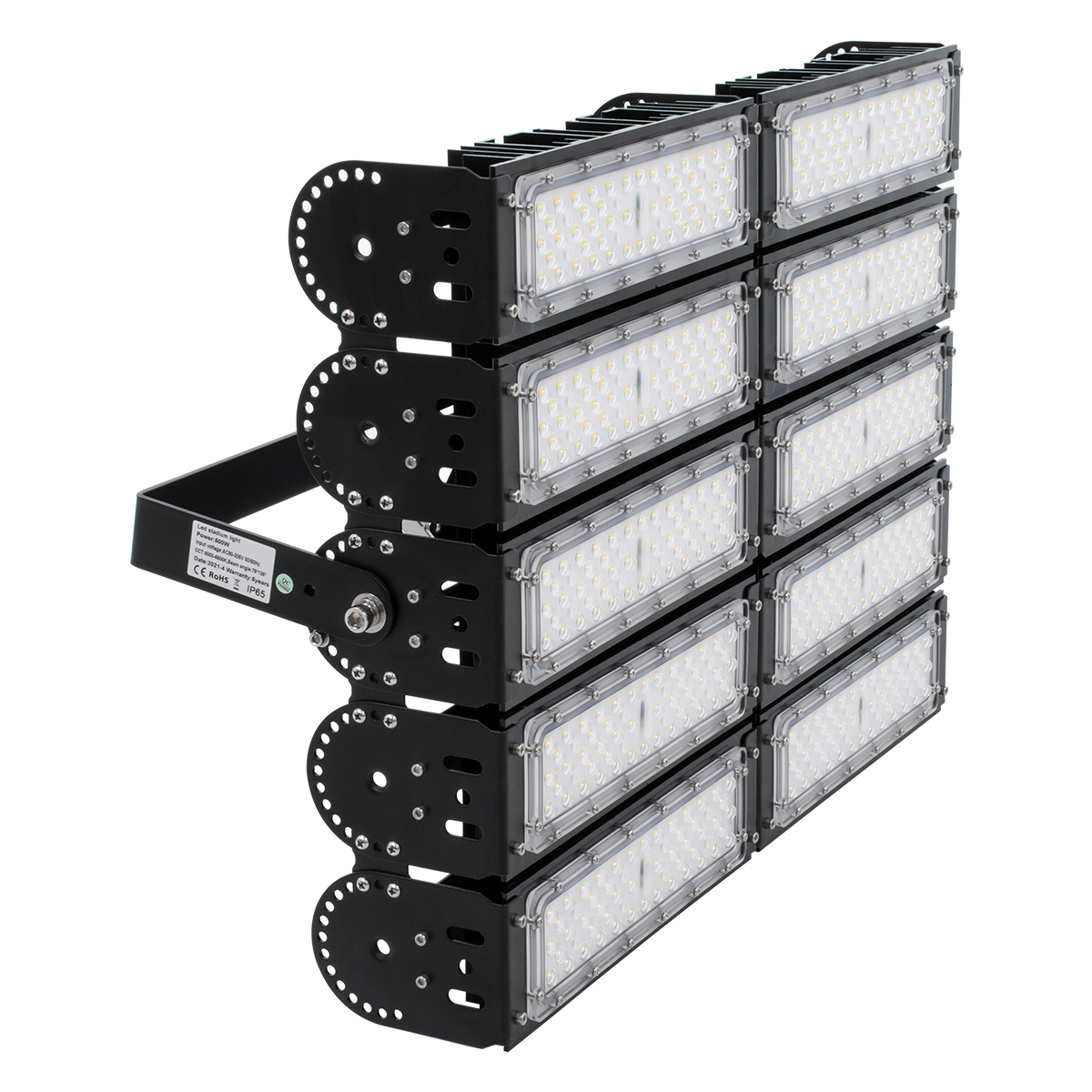 GLOBOSTAR® GOLIATH 90104 Προβολέας για Γήπεδα Tennis & Ποδοσφαίρου 5x5 LED 500W 75000lm 75°x135° SDCM<5 Fish Eye Lens AC 220-240V Αδιάβροχο IP65 IK08 Φυσικό Λευκό 5000K - Lumileds SMD Chip & Mean Well Driver - Μαύρο Ματ - Μ62 x Π22 x Υ45cm - 5 Χρόνια Εγγύηση - Image 4
