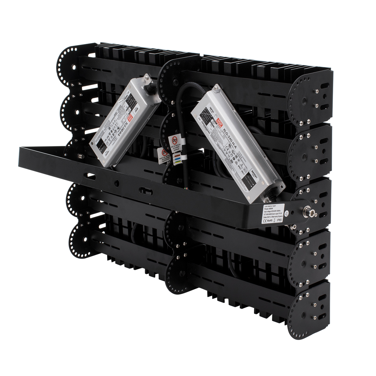 GLOBOSTAR® GOLIATH 90104 Προβολέας για Γήπεδα Tennis & Ποδοσφαίρου 5x5 LED 500W 75000lm 75°x135° SDCM<5 Fish Eye Lens AC 220-240V Αδιάβροχο IP65 IK08 Φυσικό Λευκό 5000K - Lumileds SMD Chip & Mean Well Driver - Μαύρο Ματ - Μ62 x Π22 x Υ45cm - 5 Χρόνια Εγγύηση - Image 6