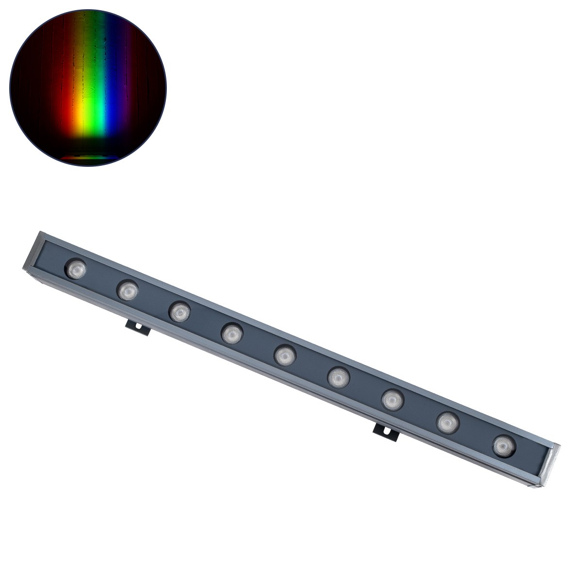 GLOBOSTAR® WASHERMARGO 90177 Μπάρα Φωτισμού Wall Washer LED 18W 1530lm 30° DC 24V Αδιάβροχο IP65 Πολύχρωμο RGBW Dimmable DMX512 - Bridgelux SMD Chip - Γκρι Ανθρακί - Μ50 x Π4 x Υ5cm - 3 Χρόνια Εγγύηση