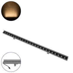 GLOBOSTAR® WASHERFAIA 90186 Μπάρα Φωτισμού Wall Washer με Αντιθαμβωτική Γρίλια LED 24W 2640lm 15° DC 24V Αδιάβροχο IP65 Θερμό Λευκό 2700K Dimmable - Bridgelux SMD Chip - Ασημί - Μ100 x Π4 x Υ5.5cm - 3 Χρόνια Εγγύηση