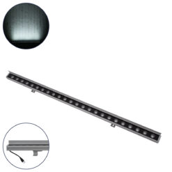 GLOBOSTAR® WASHERFAIA 90188 Μπάρα Φωτισμού Wall Washer με Αντιθαμβωτική Γρίλια LED 24W 2880lm 15° DC 24V Αδιάβροχο IP65 Ψυχρό Λευκό 6000K Dimmable - Bridgelux SMD Chip - Ασημί - Μ100 x Π4 x Υ5.5cm - 3 Χρόνια Εγγύηση