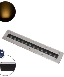 GLOBOSTAR® UNDERGROUNDREMVI 90192 Χωνευτή Μπάρα Φωτισμού Wall Washer LED 12W 1320lm 10° DC 24V Αδιάβροχο IP68 Θερμό Λευκό 2700K Dimmable - Bridgelux SMD Chip - Ανοξείδωτο Ατσάλι SS316 - Μ50 x Π7.4 x Υ7cm / Q48.5 x 7.5cm - 3 Χρόνια Εγγύηση