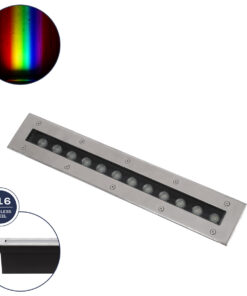 GLOBOSTAR® UNDERGROUNDREMVI 90193 Χωνευτή Μπάρα Φωτισμού Wall Washer LED 12W 1020lm 10° DC 24V Αδιάβροχο IP68 Πολύχρωμο RGBW Dimmable DMX512 - Bridgelux SMD Chip - Ανοξείδωτο Ατσάλι SS316 - Μ50 x Π9 x Υ7.2cm / Q48.5 x 7.5cm - 3 Χρόνια Εγγύηση