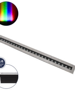 GLOBOSTAR® UNDERGROUNDREMVI 90195 Χωνευτή Μπάρα Φωτισμού Wall Washer LED 24W 2040lm 10° DC 24V Αδιάβροχο IP68 Πολύχρωμο RGBW Dimmable DMX512 - Bridgelux SMD Chip - Ανοξείδωτο Ατσάλι SS316 - Μ100 x Π9 x Υ7.2cm / Q98.2 x 7.6cm - 3 Χρόνια Εγγύηση
