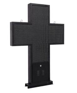 GloboStar® 90346 Κυλιόμενη Ψηφιακή Επιγραφή Σταυρός Φαρμακείου P10 LED SMD AC 220-240V με Wi-Fi - Αδιάβροχή IP54 - Μονής Όψης - Μ100 x Π12 x Υ100cm Πράσινο