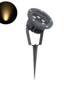 GLOBOSTAR® TREETZINA 90354 Φωτιστικό Σποτ για Φυτά - Δέντρα με Βάση Κήπου / Καρφωτό LED 6W 660lm 10° DC 24V Αδιάβροχο IP65 Θερμό Λευκό 2700K Dimmable - Bridgelux SMD Chip - Γκρι Ανθρακί - Μ14 x Π12.5 x Υ12.5cm - 3 Χρόνια Εγγύηση