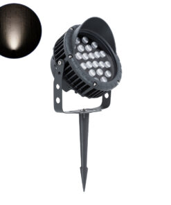 GloboStar® TREELIGHT-VINA 90361 Σποτ Φωτισμού με Αντιθαμβωτική Γρίλια Ειδικό για Φυτά - Δέντρα με Βάση Κήπου / Καρφωτό LED 24W 2280lm 10° DC 24V Αδιάβροχο IP65 L21.5 x W18.3 x H14cm Φυσικό Λευκό 4500K - Γκρι Ανθρακί - 3 Years Warranty