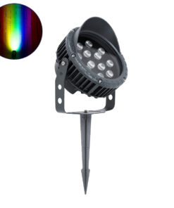 GLOBOSTAR® TREEVINA 90362 Φωτιστικό Σποτ με Αντιθαμβωτική Γρίλια για Φυτά - Δέντρα με Βάση Κήπου / Καρφωτό LED 24W 2040lm 10° DC 24V Αδιάβροχο IP65 Πολύχρωμο RGBW Dimmable DMX512 - Bridgelux SMD Chip - Γκρι Ανθρακί - Μ21.5 x Π18.3 x Υ14cm - 3 Χρόνια Εγγύηση
