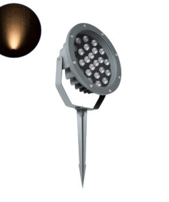 GloboStar® TREELIGHT-RIVA 90363 Σποτ Φωτισμού Ειδικό για Φυτά - Δέντρα με Βάση Κήπου / Καρφωτό LED 24W 2040lm 10° DC 24V Αδιάβροχο IP67 Φ20.5 x Υ6.5cm Αρχιτεκτονικό Πορτοκαλί 2200K - Γκρι Ανθρακί - 3 Years Warranty
