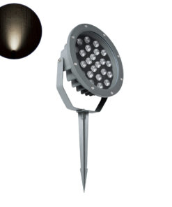 GloboStar® TREELIGHT-RIVA 90365 Σποτ Φωτισμού Ειδικό για Φυτά - Δέντρα με Βάση Κήπου / Καρφωτό LED 24W 2280lm 10° DC 24V Αδιάβροχο IP67 Φ20.5 x Υ6.5cm Φυσικό Λευκό 4500K - Γκρι Ανθρακί - 3 Years Warranty