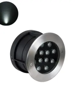 GloboStar® UNDERWATER-GUNE 90405 Υποβρύχιο Χωνευτό Φωτιστικό Σποτ Ειδικό για Σιντριβάνια LED 12W 1200lm 60° DC 24V Αδιάβροχο IP68 Φ10 x Υ7.5cm Ψυχρό Λευκό 6000K - Ανοξείδωτο Ατσάλι - 3 Χρόνια Εγγύηση