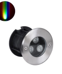 GLOBOSTAR® UNDERWATERHUNI 90416 Υποβρύχιο Χωνευτό Σποτ για Σιντριβάνια/Πισίνες LED 3W 300lm 30° DC 24V Αδιάβροχο IP68 Πολύχρωμο RGBW Dimmable DMX512 - Bridgelux SMD Chip - Ανοξείδωτο Ατσάλι SS304 - Μ10 x Π10 x Υ7.5cm / Q9.5 - 3 Χρόνια Εγγύηση