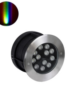 GLOBOSTAR® UNDERWATERTUNI 90422 Υποβρύχιο Χωνευτό Σποτ για Σιντριβάνια/Πισίνες LED 12W 1200lm 30° DC 24V Αδιάβροχο IP68 Πολύχρωμο RGBW Dimmable DMX512 - Bridgelux SMD Chip - Ανοξείδωτο Ατσάλι SS304 - Μ18 x Π18 x Υ11cm / Q17.5 - 3 Χρόνια Εγγύηση