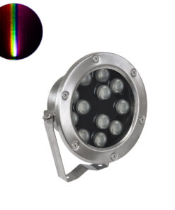 GLOBOSTAR® UNDERWATERJERRY 90425 Υποβρύχιο Επιφανειακό Σποτ για Σιντριβάνια/Πισίνες LED 12W 1200lm 30° DC 24V Αδιάβροχο IP68 Πολύχρωμο RGBW Dimmable DMX512 - Bridgelux SMD Chip - Ανοξείδωτο Ατσάλι 304 - Μ14.5 x Π7 x Υ19cm - 3 Χρόνια Εγγύηση