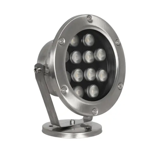 GLOBOSTAR® UNDERWATER-DENIS 90429 Υποβρύχιος Προβολέας Σποτ για Σιντριβάνια/Πισίνες LED 12W 1080lm 30° DC 24V Αδιάβροχο IP68 Θερμό Λευκό 2700K Dimmable - Ανοξείδωτο Ατσάλι 304 - Μ14.5 x Π7 x Υ17cm - 3 Χρόνια Εγγύηση