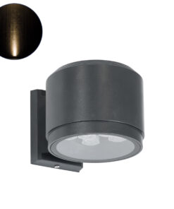 GLOBOSTAR® WALLLIGHT-GONA 90483 Μοντέρνο Φωτιστικό Τοίχου - Απλίκα LED 24W 2160lm 5° DC 24V Αδιάβροχο IP67 Θερμό Λευκό 2700K - CREE COB Chip & TÜV SÜD Driver - Γκρι Ανθρακί Ματ - Μ13 x Π16.5 x Υ5cm - 3 Χρόνια Εγγύηση