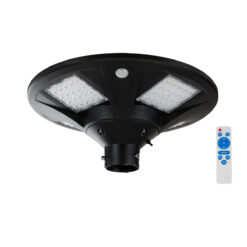 GLOBOSTAR® PARK 90501 Φωτιστικό Κεφαλής Post Top Πλατείας/Πάρκου/Κήπου με Ασύρματο Χειριστήριο LED 20W 800lm 120° με Ενσωματωμένο Φωτοβολταϊκό Panel 6V 20W & Επαναφορτιζόμενη Μπαταρία Li-ion 3.2V 25000mAh με Αισθητήρα Κίνησης-Ημέρας-Νύχτας Αδιάβροχο IP67 Θερμό Λευκό 2700K - Γκρι Ανθρακί - Φ50 x Υ20cm - 2 Χρόνια Εγγύηση