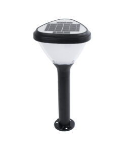 GLOBOSTAR® SOLARMIS 90521 Φωτιστικό Κολωνάκι Κήπου LED 10W 180lm 120° με Ενσωματωμένο Φωτοβολταϊκό Panel 6V 5W & Επαναφορτιζόμενη Μπαταρία Li-ion 3.2V 6000mAh με Αισθητήρα Ημέρας-Νύχτας Αδιάβροχο IP65 Ψυχρό Λευκό 6000K - Μαύρο - Μ26 x Π26 x Υ60cm - 2 Χρόνια Εγγύηση