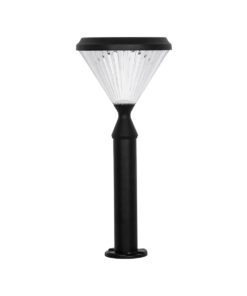GLOBOSTAR® VEGGIE 90522 Φωτιστικό Κολωνάκι Κήπου LED 10W 500lm 120° με Ενσωματωμένο Φωτοβολταϊκό Panel 6V 2W & Επαναφορτιζόμενη Μπαταρία Li-ion 3.2V 6000mAh με Αισθητήρα Ημέρας-Νύχτας Αδιάβροχο IP65 Ψυχρό Λευκό 6000K – Sanan SMD Chip – Μαύρο – Μ26 x Π26 x Υ60cm – 2 Χρόνια Εγγύηση