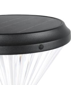 GLOBOSTAR® VEGGIE 90522 Φωτιστικό Κολωνάκι Κήπου LED 10W 500lm 120° με Ενσωματωμένο Φωτοβολταϊκό Panel 6V 2W & Επαναφορτιζόμενη Μπαταρία Li-ion 3.2V 6000mAh με Αισθητήρα Ημέρας-Νύχτας Αδιάβροχο IP65 Ψυχρό Λευκό 6000K – Sanan SMD Chip – Μαύρο – Μ26 x Π26 x Υ60cm – 2 Χρόνια Εγγύηση