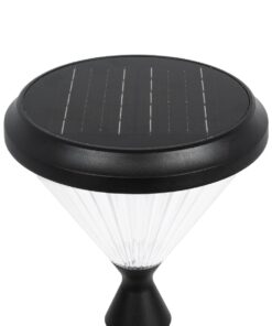 GLOBOSTAR® VEGGIE 90522 Φωτιστικό Κολωνάκι Κήπου LED 10W 500lm 120° με Ενσωματωμένο Φωτοβολταϊκό Panel 6V 2W & Επαναφορτιζόμενη Μπαταρία Li-ion 3.2V 6000mAh με Αισθητήρα Ημέρας-Νύχτας Αδιάβροχο IP65 Ψυχρό Λευκό 6000K – Sanan SMD Chip – Μαύρο – Μ26 x Π26 x Υ60cm – 2 Χρόνια Εγγύηση