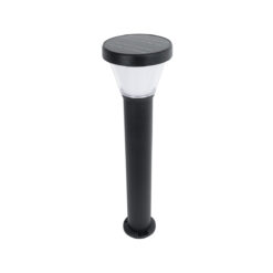 GLOBOSTAR® SOLARDIS 90523 Φωτιστικό Κολωνάκι Κήπου LED 10W 180lm 120° με Ενσωματωμένο Φωτοβολταϊκό Panel 6V 5W & Επαναφορτιζόμενη Μπαταρία Li-ion 3.2V 6000mAh με Αισθητήρα Ημέρας-Νύχτας Αδιάβροχο IP65 Ψυχρό Λευκό 6000K - Μαύρο - Μ24 x Π24 x Υ88cm - 2 Χρόνια Εγγύηση