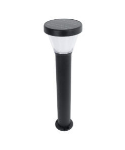 GLOBOSTAR® SOLARDIS 90523 Φωτιστικό Κολωνάκι Κήπου LED 10W 180lm 120° με Ενσωματωμένο Φωτοβολταϊκό Panel 6V 5W & Επαναφορτιζόμενη Μπαταρία Li-ion 3.2V 6000mAh με Αισθητήρα Ημέρας-Νύχτας Αδιάβροχο IP65 Ψυχρό Λευκό 6000K - Μαύρο - Μ24 x Π24 x Υ88cm - 2 Χρόνια Εγγύηση