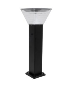 GLOBOSTAR® VEGGIE 90524 Φωτιστικό Κολωνάκι Κήπου LED 10W 500lm 120° με Ενσωματωμένο Φωτοβολταϊκό Panel 6V 2W & Επαναφορτιζόμενη Μπαταρία Li-ion 3.2V 6000mAh με Αισθητήρα Ημέρας-Νύχτας Αδιάβροχο IP65 All in One CCT 6000K-4500K – Sanan SMD Chip – Μαύρο – Μ19.5 x Π19.5 x Υ60cm – 2 Χρόνια Εγγύηση