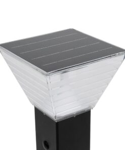 GLOBOSTAR® VEGGIE 90524 Φωτιστικό Κολωνάκι Κήπου LED 10W 500lm 120° με Ενσωματωμένο Φωτοβολταϊκό Panel 6V 2W & Επαναφορτιζόμενη Μπαταρία Li-ion 3.2V 6000mAh με Αισθητήρα Ημέρας-Νύχτας Αδιάβροχο IP65 All in One CCT 6000K-4500K – Sanan SMD Chip – Μαύρο – Μ19.5 x Π19.5 x Υ60cm – 2 Χρόνια Εγγύηση