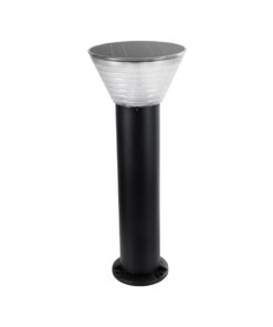 GLOBOSTAR® VEGGIE 90525 Φωτιστικό Κολωνάκι Κήπου LED 10W 500lm 120° με Ενσωματωμένο Φωτοβολταϊκό Panel 6V 2W & Επαναφορτιζόμενη Μπαταρία Li-ion 3.2V 1800mAh με Αισθητήρα Ημέρας-Νύχτας Αδιάβροχο IP65 Ψυχρό Λευκό 6000K - Sanan SMD Chip - Μαύρο- Μ23 x Π23 x Υ60cm - 2 Χρόνια Εγγύηση