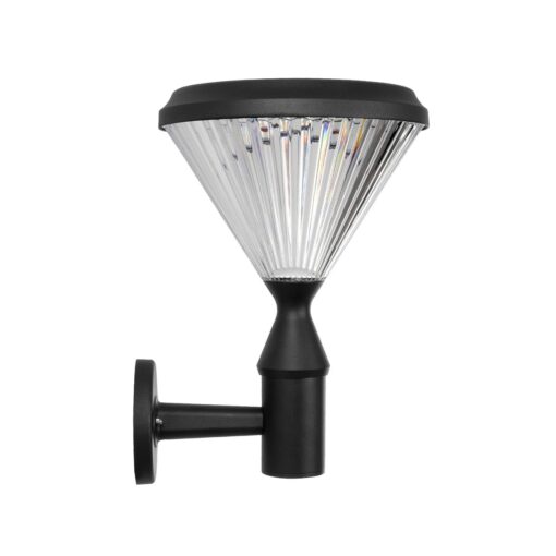 GLOBOSTAR® SOLARTIS 90527 Μοντέρνο Φωτιστικό Τοίχου – Απλίκα LED 10W 1000lm 180° με Ενσωματωμένο Φωτοβολταϊκό Panel 6V 5W & Επαναφορτιζόμενη Μπαταρία Li-ion 3.2V 6000mAh με Αισθητήρα Ημέρας-Νύχτας Αδιάβροχο IP65 Ψυχρό Λευκό 6000K – Sanan SMD Chip – Μαύρο – Μ26.5 x Π30 x Υ40cm – 2 Χρόνια Εγγύηση