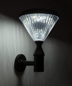 GLOBOSTAR® SOLARTIS 90527 Μοντέρνο Φωτιστικό Τοίχου – Απλίκα LED 10W 1000lm 180° με Ενσωματωμένο Φωτοβολταϊκό Panel 6V 5W & Επαναφορτιζόμενη Μπαταρία Li-ion 3.2V 6000mAh με Αισθητήρα Ημέρας-Νύχτας Αδιάβροχο IP65 Ψυχρό Λευκό 6000K – Sanan SMD Chip – Μαύρο – Μ26.5 x Π30 x Υ40cm – 2 Χρόνια Εγγύηση