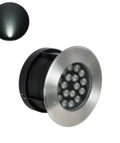 GloboStar® UNDERGROUND-SINA 90572 Χωνευτό Φωτιστικό Σποτ Δαπέδου LED 18W 1710lm 15° DC 24V Αδιάβροχο IP68 Φ20 x Υ11cm Φυσικό Λευκό 4500K - Ανοξείδωτο Ατσάλι - 3 Χρόνια Εγγύηση