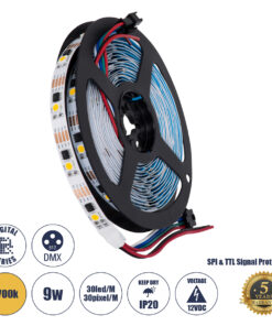 GLOBOSTAR® DIGIPRO 90598 Ψηφιακή Pixel Addressable Ταινία LED 9W/m 810lm/m 120° DC 12V IP20 30 x SMD5050 Chip/m 30 x Pixel/m Θερμό Λευκό 2700K Dimmable SPI/TTL Protocol IC TM1908 - Sanan SMD Chip - Μ500 x Π1 x Υ0.2cm - Ρολό 5 Μέτρων - 5 Χρόνια Εγγύηση