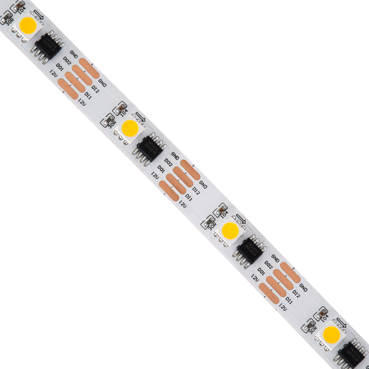 GLOBOSTAR® DIGIPRO 90598 Ψηφιακή Pixel Addressable Ταινία LED 9W/m 810lm/m 120° DC 12V IP20 30 x SMD5050 Chip/m 30 x Pixel/m Θερμό Λευκό 2700K Dimmable SPI/TTL Protocol IC TM1908 - Sanan SMD Chip - Μ500 x Π1 x Υ0.2cm - Ρολό 5 Μέτρων - 5 Χρόνια Εγγύηση - Image 3