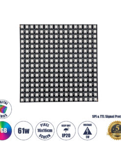 GLOBOSTAR® DIGIPLATE 90608 Ψηφιακή Pixel Addressable Πλακέτα LED 61W 3660lm 120° DC 5V IP20 256 x SMD5050 Chip 256 x Pixel Πολύχρωμο RGB Dimmable SPI/TTL Protocol IC WS2812/SK6812 - Sanan SMD Chip - Μ16 x Π16 x Υ0.2cm - 5 Χρόνια Εγγύηση