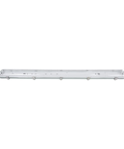GLOBOSTAR® VIGAS 90613 Γραμμικό Βιομηχανικό Φωτιστικό Σκαφάκι Tri-Proof με Μεταλλικά Clips για 2 x Λάμπες T8 G13 120cm Τύπου Φθορίου LED Τροφοδοσίας Ενός Άκρου 120° AC 220-240V Αδιάβροχο IP65 – Γκρι με Διάφανο Κάλυμμα Πλαστικό PC – Μ126 x Π11.5 x Υ9cm