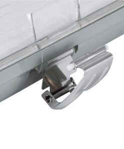 GLOBOSTAR® VIGAS 90613 Γραμμικό Βιομηχανικό Φωτιστικό Σκαφάκι Tri-Proof με Μεταλλικά Clips για 2 x Λάμπες T8 G13 120cm Τύπου Φθορίου LED Τροφοδοσίας Ενός Άκρου 120° AC 220-240V Αδιάβροχο IP65 – Γκρι με Διάφανο Κάλυμμα Πλαστικό PC – Μ126 x Π11.5 x Υ9cm