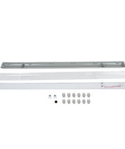 GLOBOSTAR® VIGAS 90615 Γραμμικό Βιομηχανικό Φωτιστικό Σκαφάκι Tri-Proof με Μεταλλικά Clips για 2 x Λάμπες T8 G13 150cm Τύπου Φθορίου LED Τροφοδοσίας Ενός Άκρου 120° AC 220-240V Αδιάβροχο IP65 – Γκρι με Διάφανο Κάλυμμα Πλαστικό PC – Μ156 x Π12 x Υ9cm