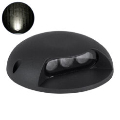 GLOBOSTAR® STEPLUNA 90617 Φωτιστικό Σκαλοπατιού / Διαδρόμου LED 3W 345lm 10° DC 24V Αδιάβροχο IP65 Φυσικό Λευκό 4500K Dimmable - Bridgelux SMD Chip - Μαύρο Ματ - Μ12 x Π12 x Υ3cm - 3 Χρόνια Εγγύηση