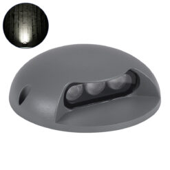 GLOBOSTAR® STEPLUNA 90623 Φωτιστικό Σκαλοπατιού / Διαδρόμου LED 3W 345lm 10° DC 24V Αδιάβροχο IP65 Φυσικό Λευκό 4500K Dimmable - Bridgelux SMD Chip - Γκρι Ανθρακί - Μ12 x Π12 x Υ3cm - 3 Χρόνια Εγγύηση