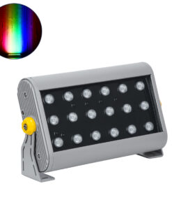 GLOBOSTAR® FLOODHENA 90642 Προβολέας Σποτ Wall Washer LED 36W 2880lm 30° DC 24V Αδιάβροχο IP65 Πολύχρωμο RGB Dimmable DMX512 - Bridgelux SMD Chip - Γκρι Ανθρακί - Μ30 x Π6 x Υ17cm - 3 Χρόνια Εγγύηση